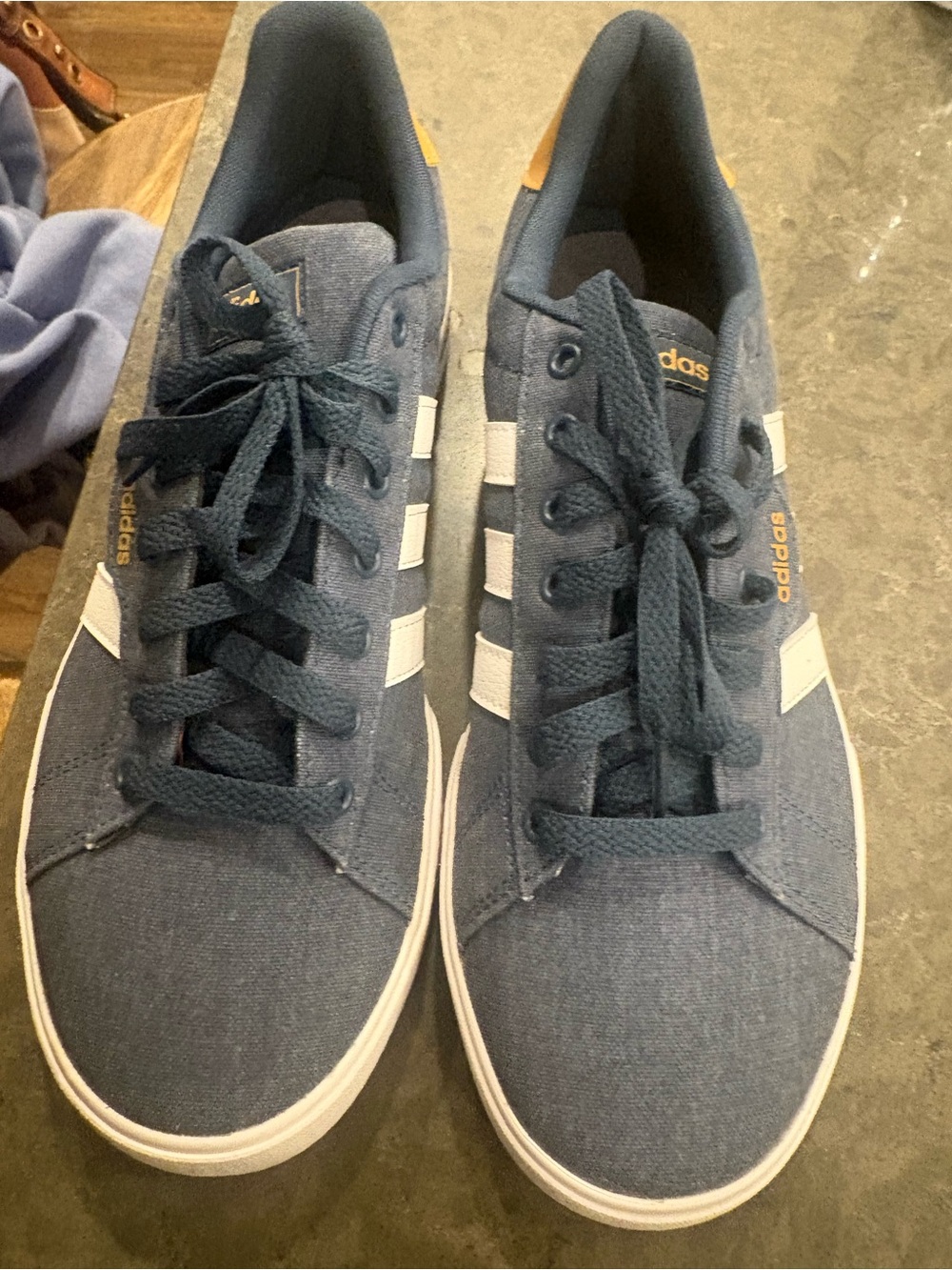 adidas Navy and White Low-Top Sneakers Daily 3.0 canvas
